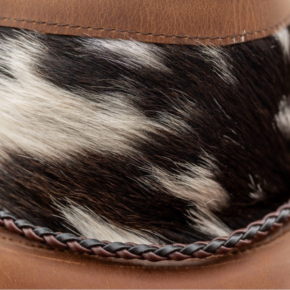 AVU LE VU REAL LEATHER AND COWHIDE FUR BROWN NEW HANDCRAFTED COWBOY HAT main image 7